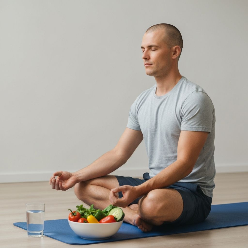Man engaged in healthy daily wellness practices
